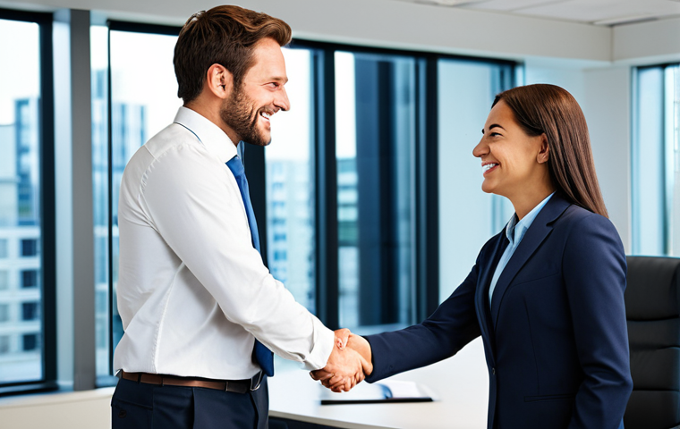 **

"A confident professional, fully clothed in business attire, shaking hands with an interviewer in a modern office setting, appropriate content, safe for work, perfect anatomy, natural proportions, professional corporate photography, bright and optimistic lighting, friendly atmosphere, demonstrating a successful job interview."

**