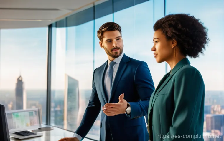 규제준수 자격 취득 후 취업 시장 분석 - **Prompt:** A diverse group of business professionals (men and women of various ethnicities), dresse...