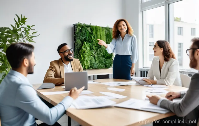 규제준수 자격 취득 후 취업 시장 분석 - **Prompt:** A dynamic scene depicting a multi-disciplinary team of compliance specialists (e.g., a d...